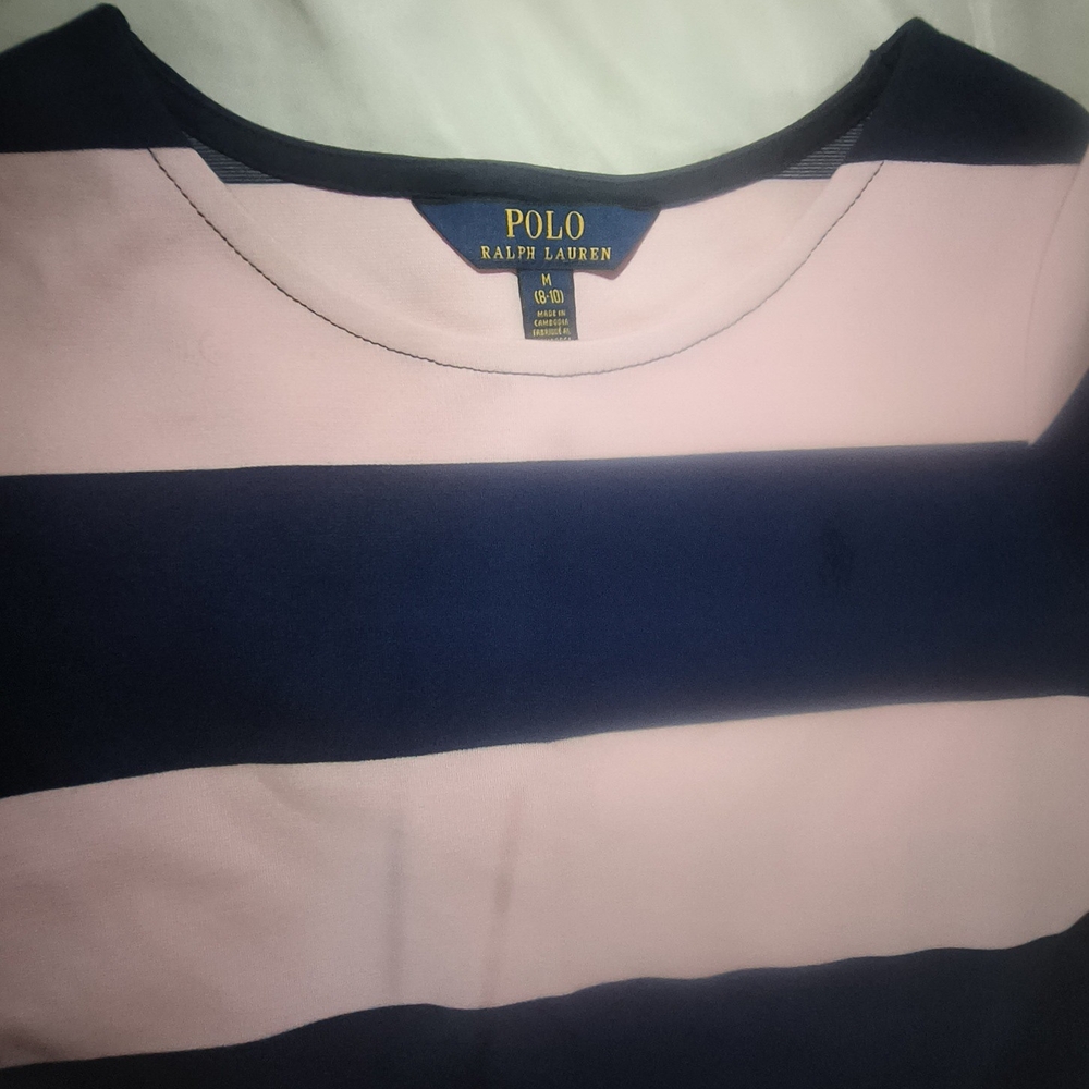 Ralph Lauren Polo Pink and Black Striped Kids Dress - Picture 3 of 9